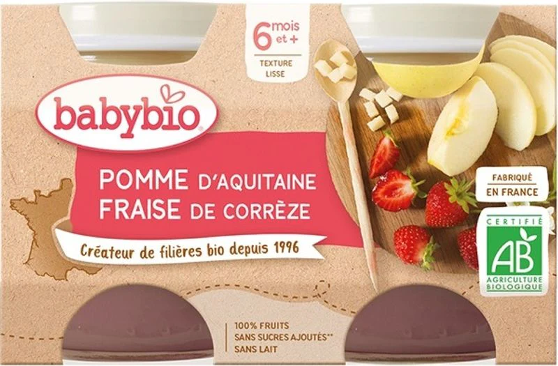 organic aquitaine apple strawberry 2x130g (#125584)