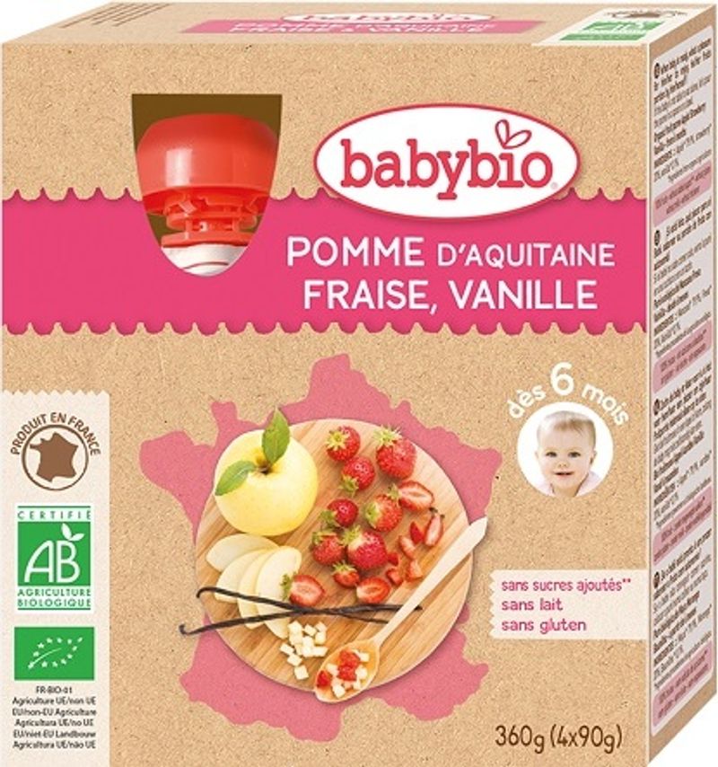 organic apple strawberry vanilla puree 4x90g (#125629)