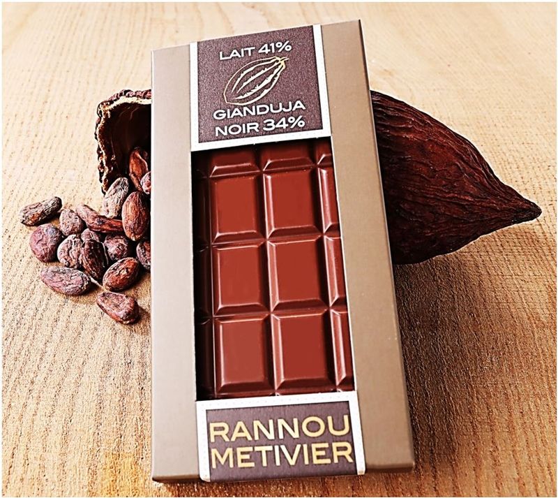 MILK CHOCOLATE 41.5% DARK GIANDUJA 34% BAR 100G (#125917)