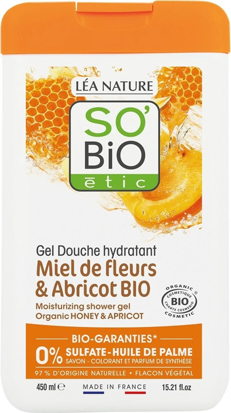 organic honey apricot shower gel 450ml (#126100)