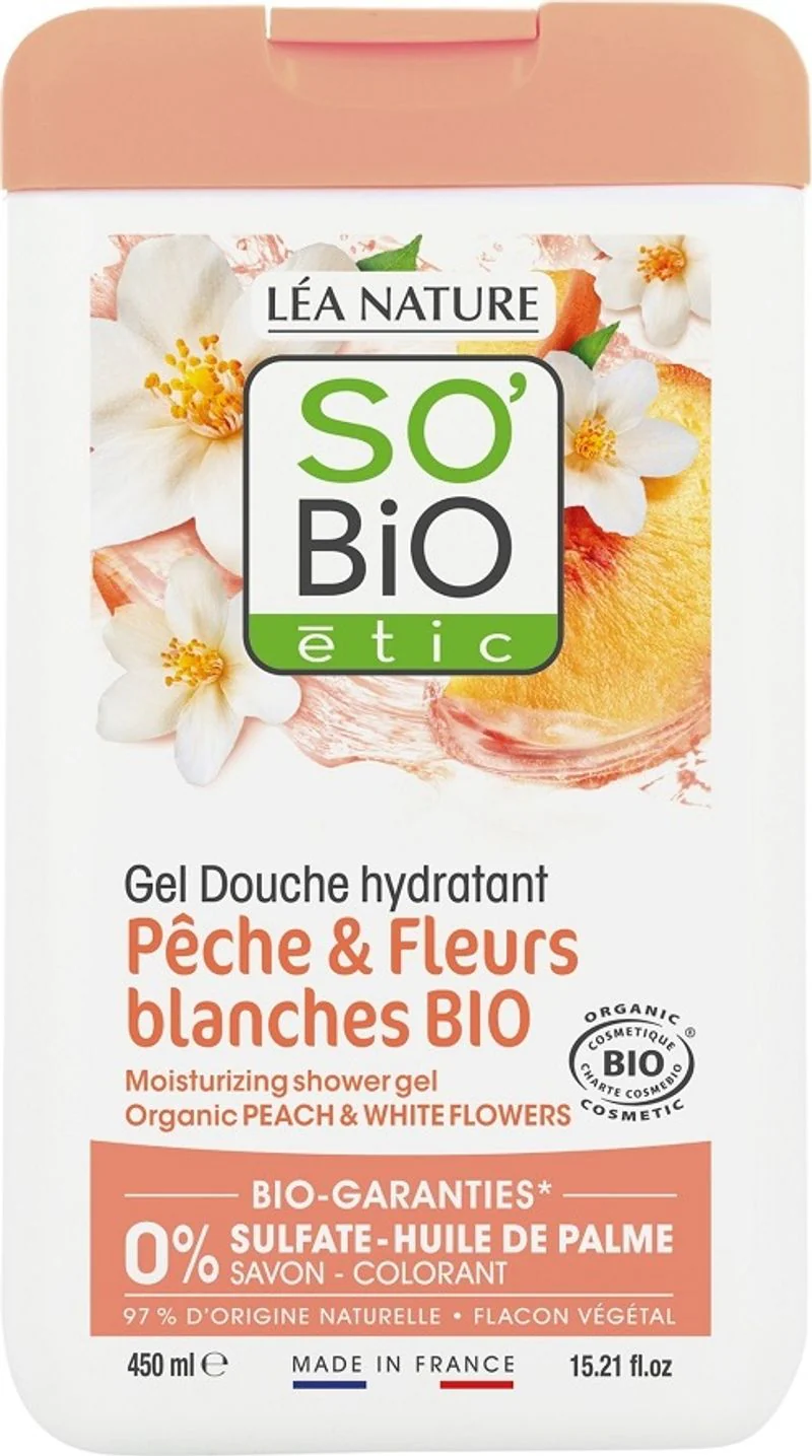 organic peach white shower gel 450ml (#126111)