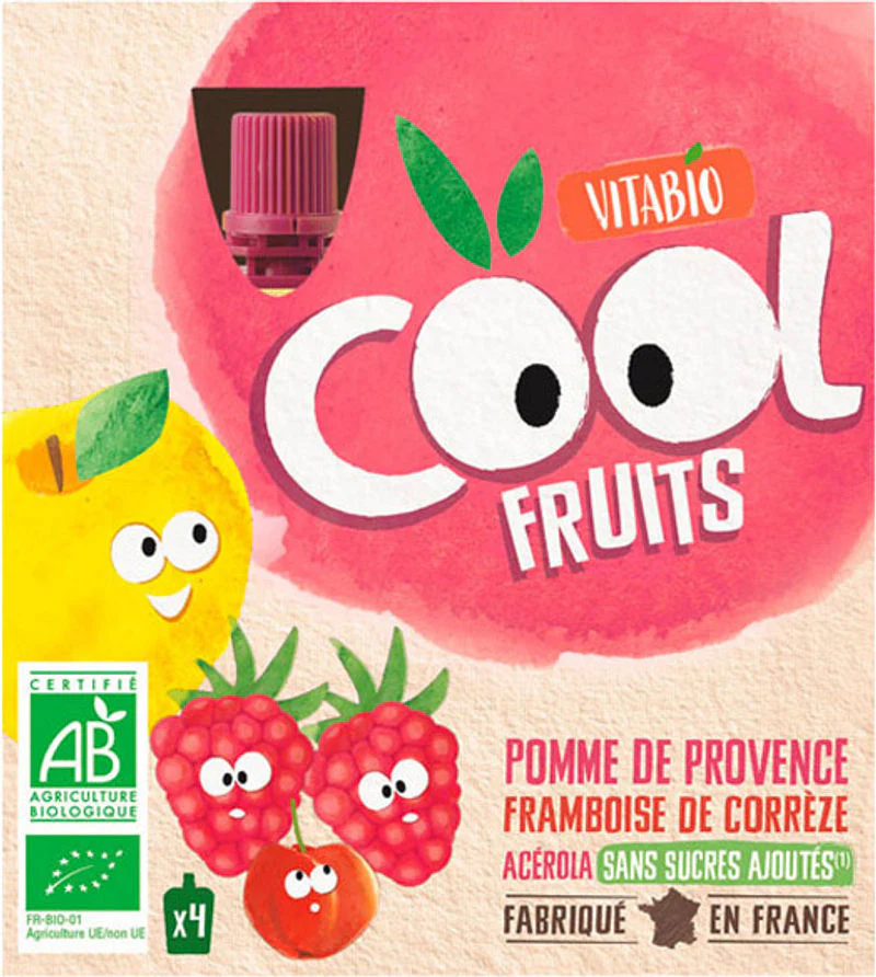 organic cool fruit apple raspberry puree 4x90g (#126663)