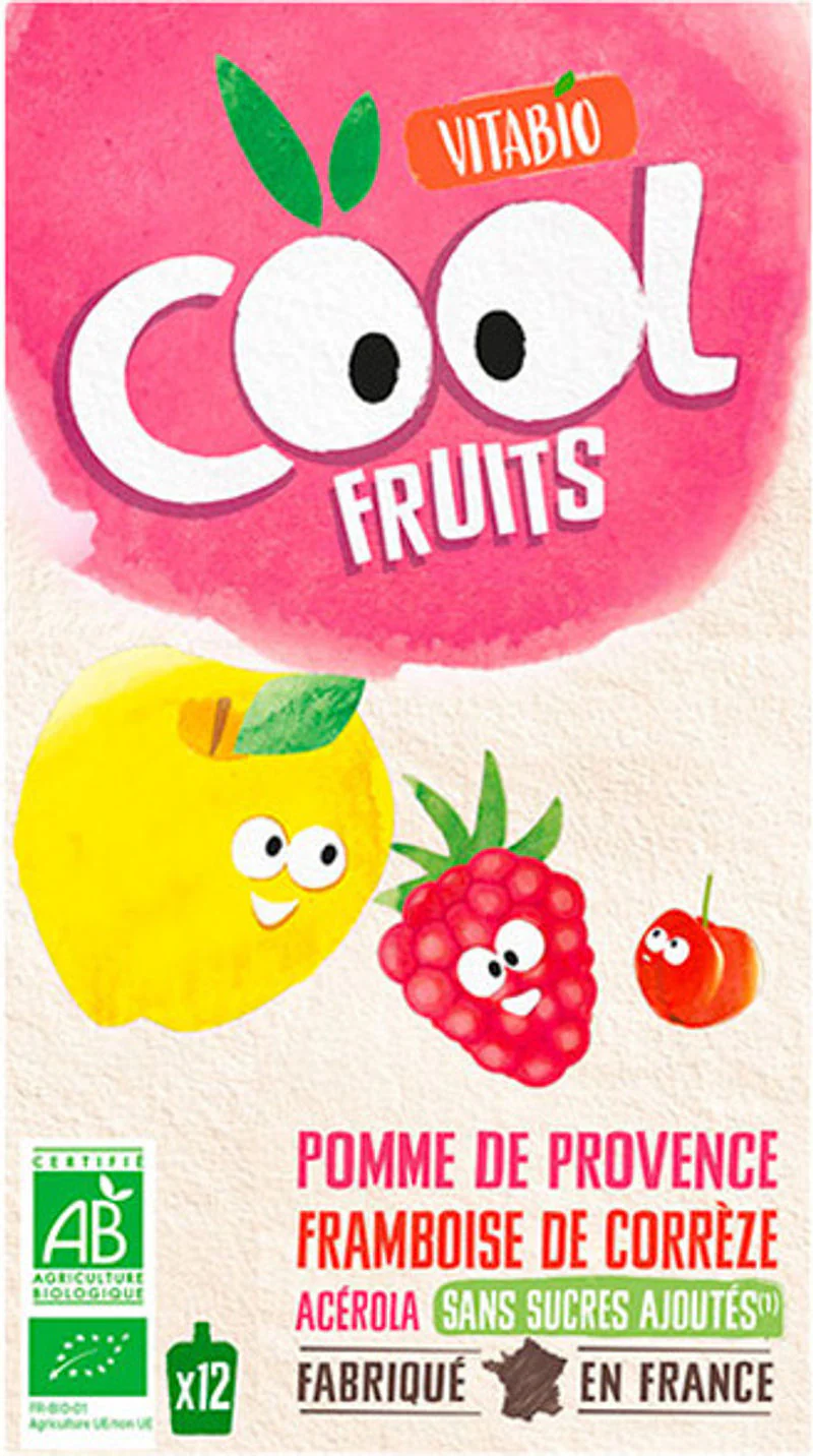 organic cool fruit apple raspberry puree 12x90g (#126676)
