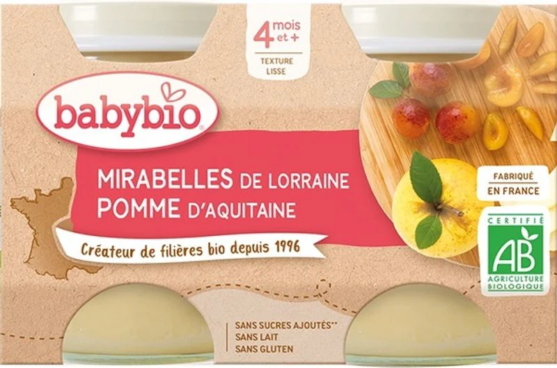 organic mirabelle aquitaine apple puree 2x130g (#126706)