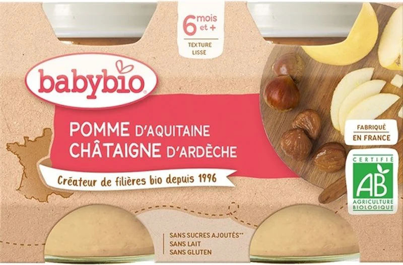 organic apple ardãˆche chestnut baby puree 2x130g (#126714)
