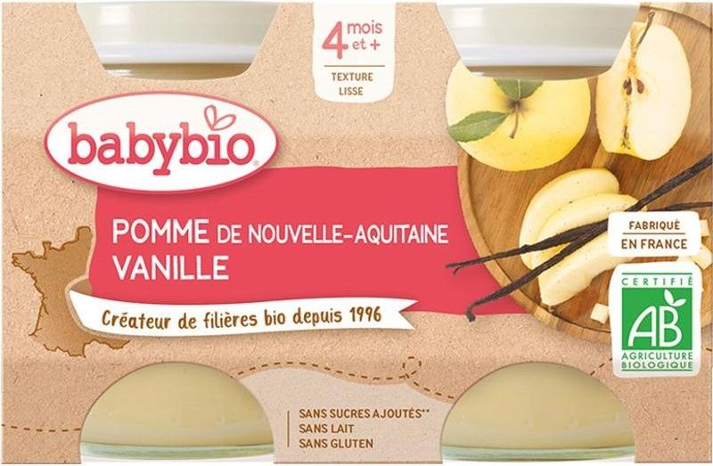 organic aquitaine apple vanilla puree 2x130g (#126716)