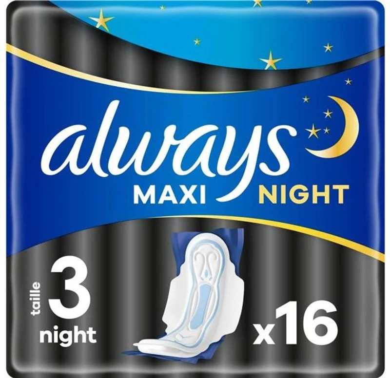 maxi night sanitary pads wings 16pc (#127149)