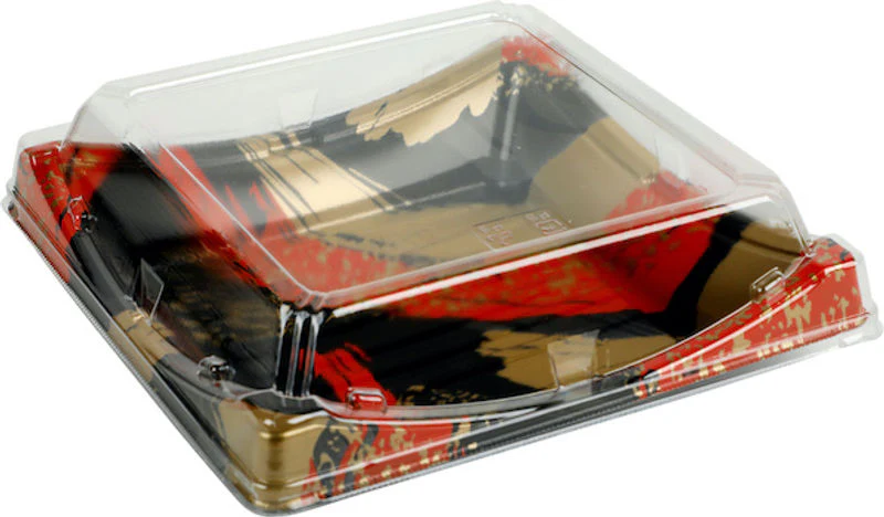 RED/GOLD PLASTIC SQUARE BOX 183.6X183.6X38MM 20SET (#200301) - Image 4