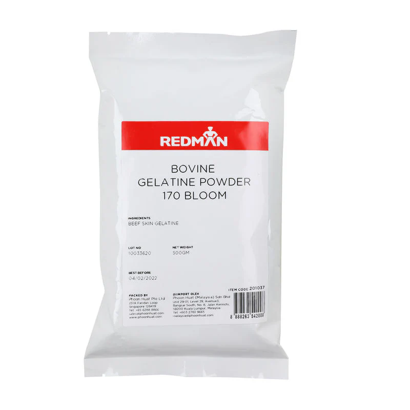 gelatine pwd bovine 170 bloom rm 500g (#201037)
